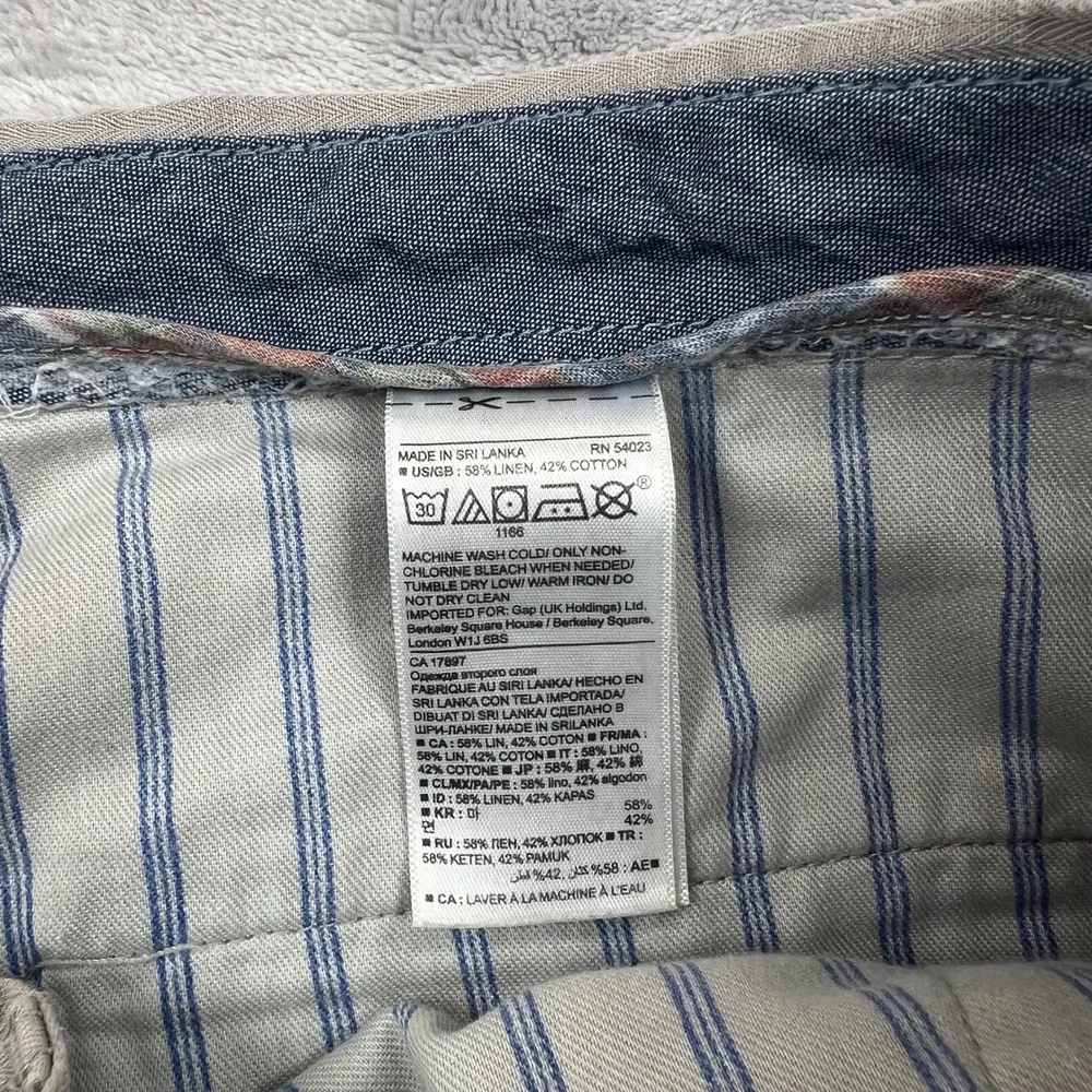 Banana Republic Aiden Shorts Mens 35 Gray Linen Cotton Blend Flat Front Casual